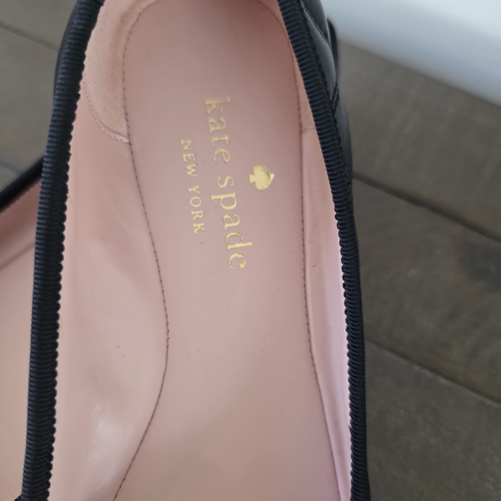 Kate Spade  NY Quilted Black Leather Ballet Flats - SZ 8- Like New - Picture 4 of 11